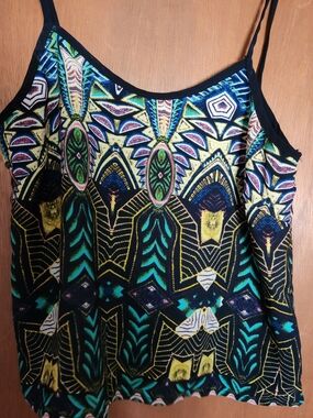 Peppermint Black Multicolor Geometric Cami
